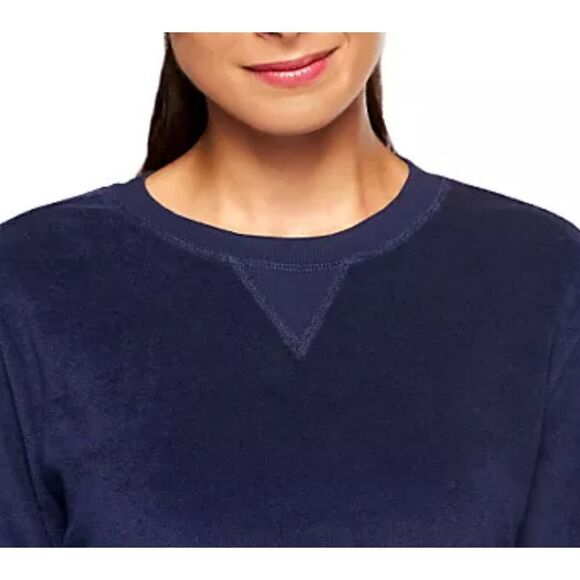 Denim & Co Womens 3X Long Sleeve Knit Terry Tunic Top Turquoise Crewneck NWT - Picture 4 of 4